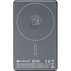 Brandcharger powerbanka 5 000 mAh z recyklovaného materiálu, gunmetal