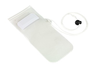 BUMBA Transparentný obal na mobil so šnúrkou na krk, biely