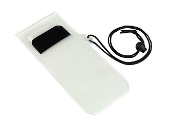 BUMBA Transparentný obal na mobil so šnúrkou na krk, čierny