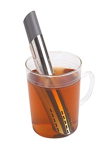 Čajová tyčinka pro sypaný čaj, kovová, stříbrná