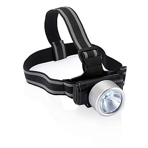 Čelovka s farebným svietidlom, 3 LED, 1 žiarovka, strieborná
