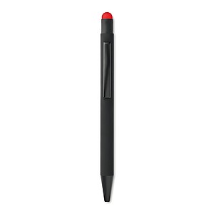 Černá hliníková propiska, vylaserované logo je stejné barvy jako stylus, modrá n., červená