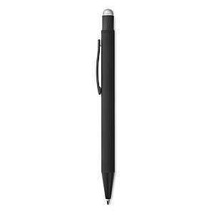 Černá hliníková propiska, vylaserované logo je stejné barvy jako stylus, modrá n., stříbrná