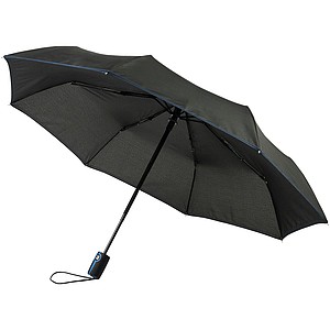 Černý skládací deštník s barevným kontrastem, průměr 96 cm černá/světle modrá