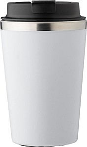 Cestovní hrnek z nerezové oceli a PP, 350 ml, bílý