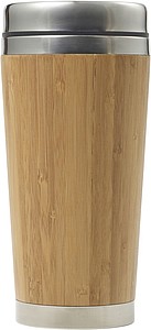 Cestovní kelímek z bambusu s termoizolací. Objem 400ml. Středně hnědá. - ekologické reklamní předměty