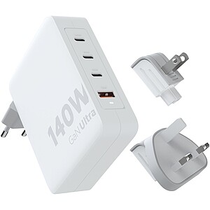 Cestovní nabíječka 140 W s kabelem USB-C PD 240 W, bílá