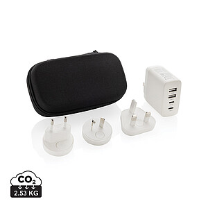 Cestovní nabíječka s USB C z recyklovaného plastu, bílá