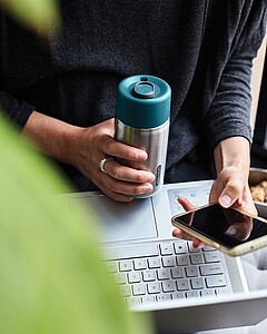 Cestovní nerezový termo hrnek 340ml, tyrkysová