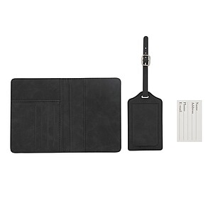 Cestovní sada obalu na doklady a visačky na zavazadla, šedá