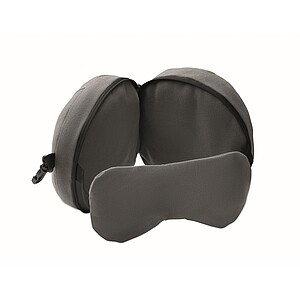 Cestovní sada polštáře a masky, tmavě šedá