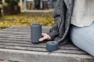 Cestovní skleněný hrnek 340 ml, šedá