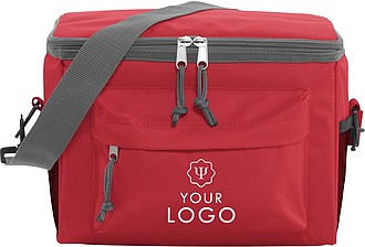 Chladící taška s přední kapsou na zip, červená
