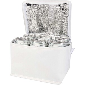 Chladicí taška z recyklované netkané textilie na 6 plechovek, bílá