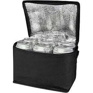 Chladicí taška z recyklované netkané textilie na 6 plechovek, černá
