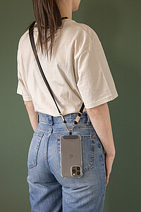 Crossbody lanyard RCS z recyklovaného PET, černá