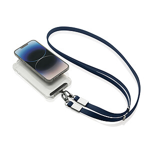 Crossbody lanyard RCS z recyklovaného PET, námořní modrá