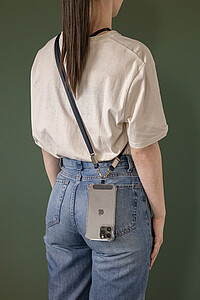 Crossbody lanyard RCS z recyklovaného PET, námořní modrá