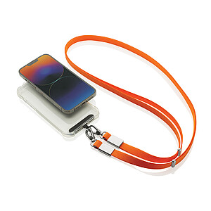 Crossbody lanyard RCS z recyklovaného PET, oranžová