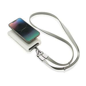 Crossbody lanyard RCS z recyklovaného PET, šedá