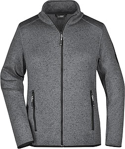 Dámská fleecová bunda James Nicholson knit fleece jacket women, tmavě šedá/stříbrná, vel. M