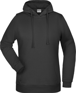 Dámská mikina s kapucí James Nicholson sweat hoodie women, černá, vel. XL - mikina s vlastním potiskem