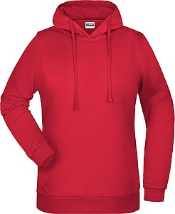 Dámská mikina s kapucí James Nicholson sweat hoodie women, červená, vel. 3XL