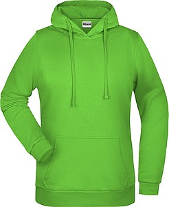 Dámská mikina s kapucí James Nicholson sweat hoodie women, jasně zelená, vel. M