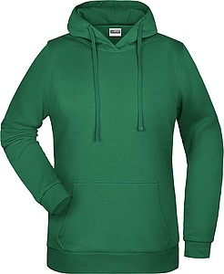 Dámská mikina s kapucí James Nicholson sweat hoodie women, sv. zelená, vel. S