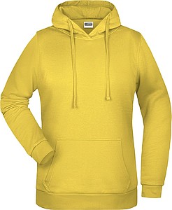 Dámská mikina s kapucí James Nicholson sweat hoodie women, sv. žlutá, vel. M - mikina s vlastním potiskem