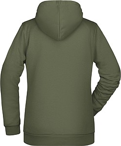 Dámská mikina s kapucí James Nicholson sweat hoodie women, tmavá zelená vojenská, vel. M
