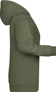 Dámská mikina s kapucí James Nicholson sweat hoodie women, tmavá zelená vojenská, vel. M