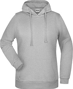 Dámská mikina s kapucí James Nicholson sweat hoodie women, tmavě šedý melír, vel. 3XL