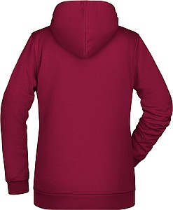 Dámská mikina s kapucí James Nicholson sweat hoodie women, vínová, vel. XS