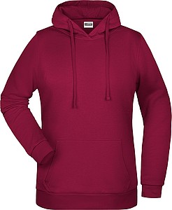 Dámská mikina s kapucí James Nicholson sweat hoodie women, vínová, vel. XXL