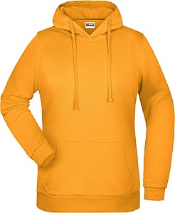 Dámska mikina s kapucňou James Nicholson sweat hoodie women, tmavo žltá, veľ. L