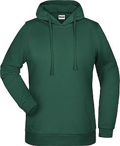 Dámska mikina s kapucňou James Nicholson sweat hoodie women, tmavozelená, veľ. L