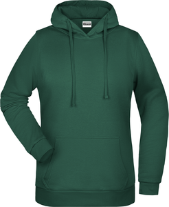 Dámska mikina s kapucňou James Nicholson sweat hoodie women, tmavozelená, veľ. L