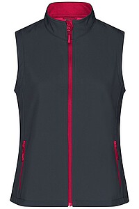 Dámska vesta James & Nicholson Promo softshell, tmavosivá/červená, veľkosť L