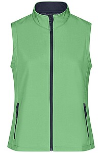 Dámska vesta James & Nicholson Promo softshell, zelená/námornícka modrá, veľkosť M
