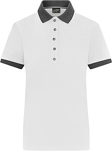 Dámské kontrastní piqué polo James & Nicholson, bílá, M