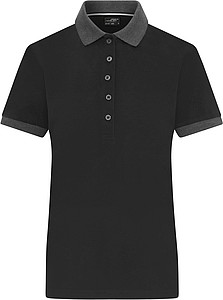 Dámské kontrastní piqué polo James & Nicholson, černá, XS