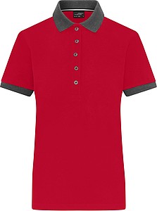 Dámské kontrastní piqué polo James & Nicholson, červená, XS