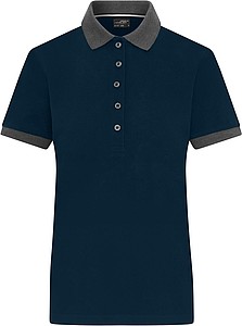 Dámské kontrastní piqué polo James & Nicholson, námořní modrá, XS