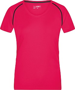 Dámské sportovní tričko James Nicholson sports T-shirt women, růžová/černá, vel. XL