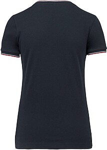 Dámské tričko LADIES PIQUÉ KNIT V-NECK, námořní modrá/červená/bílá, velikost XS