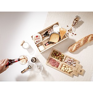 Darčeková drevená krabica na víno s veľkou doskou na tapas