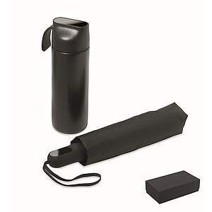 Dárková sada lahve a deštníku, černá