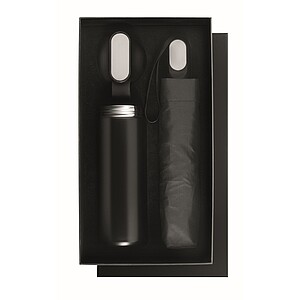 Dárková sada lahve a deštníku, černá