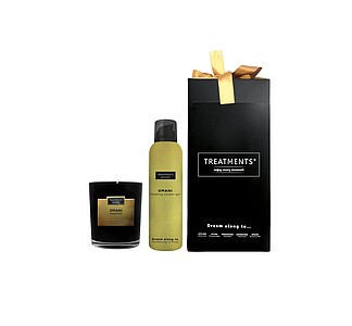 Dárková sada svíčky a sprchové pěny 200 ml TREATMENTS® Giftbox Shower Foam & Candle (DeLuxe) - Omani